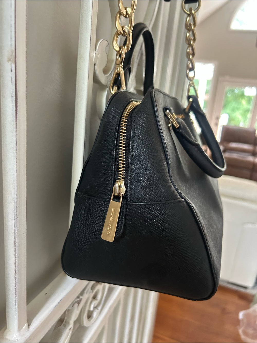 MICHAEL by Michael Kors Black Dome Satchel with Gold Hardware - Picture 4 of 9